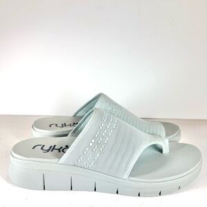 Ryka Elegance Toe Loop Slide Sandal Women's Slide Sandals‎ Size 12W Pearl Blue